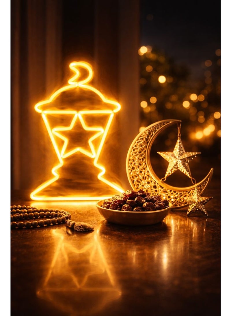 Home Care مصباح زيت مرن على شكل مصباح LED نيون - توهج دافئ، مصباح كبير بطول 3 متر مع قابس صغير بريطاني - Image 5